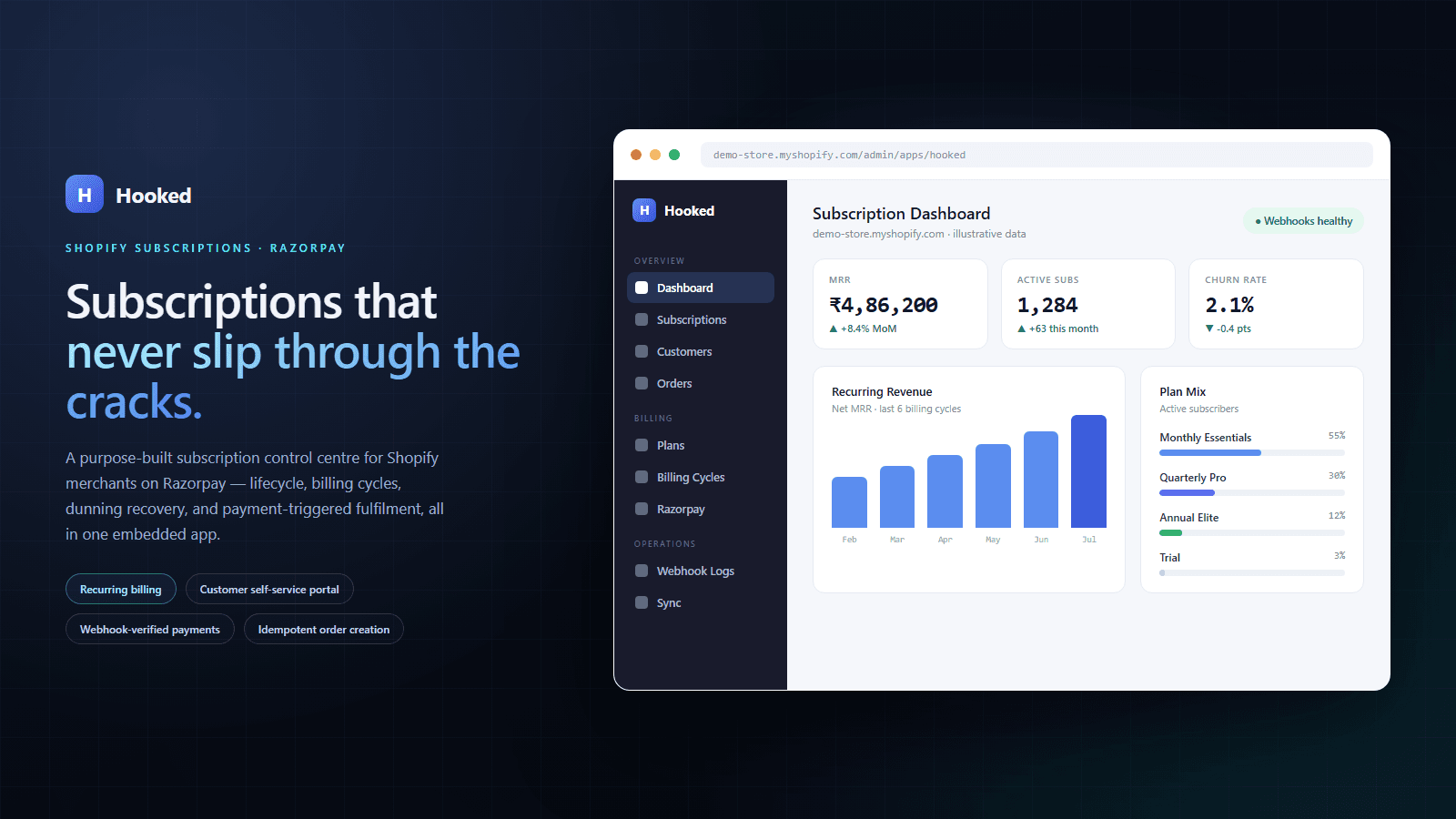 Hooked: Shopify Subscription Platform project preview