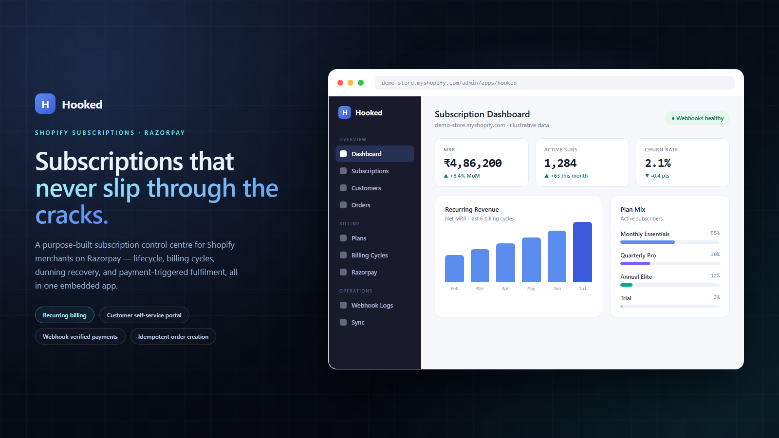 Hooked — Shopify Subscription Platform project preview